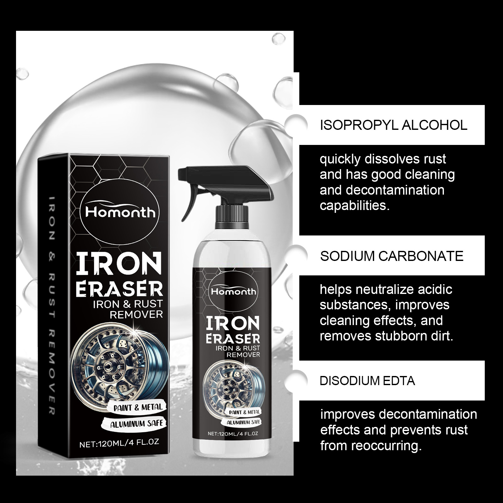 Car Wheel Rust Remover Spray E - đánh giá và giá Wheel Cleaner Alloy