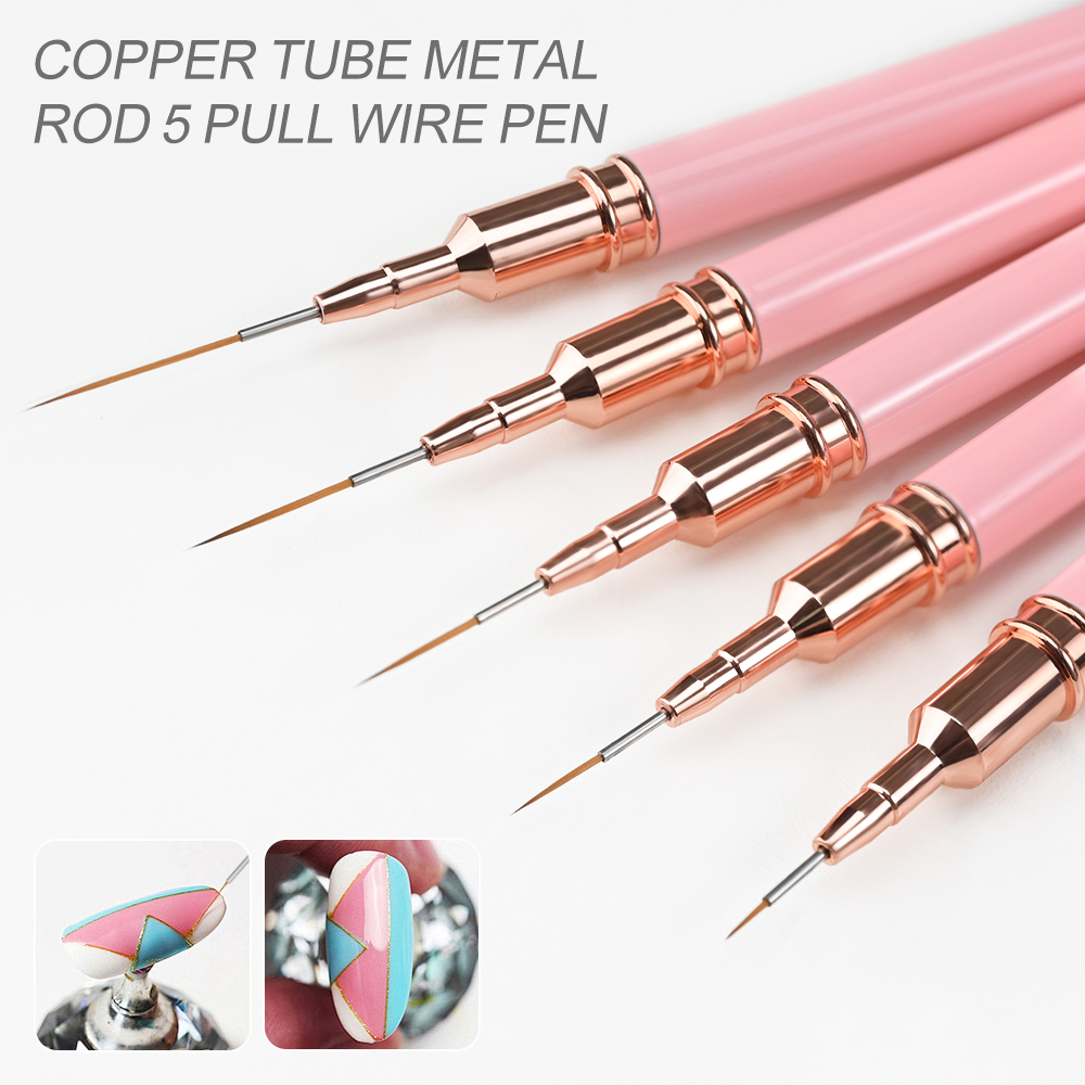 5Pcs Pink Metal Handle Nail Li - đánh giá và giá Detailing Brush Set