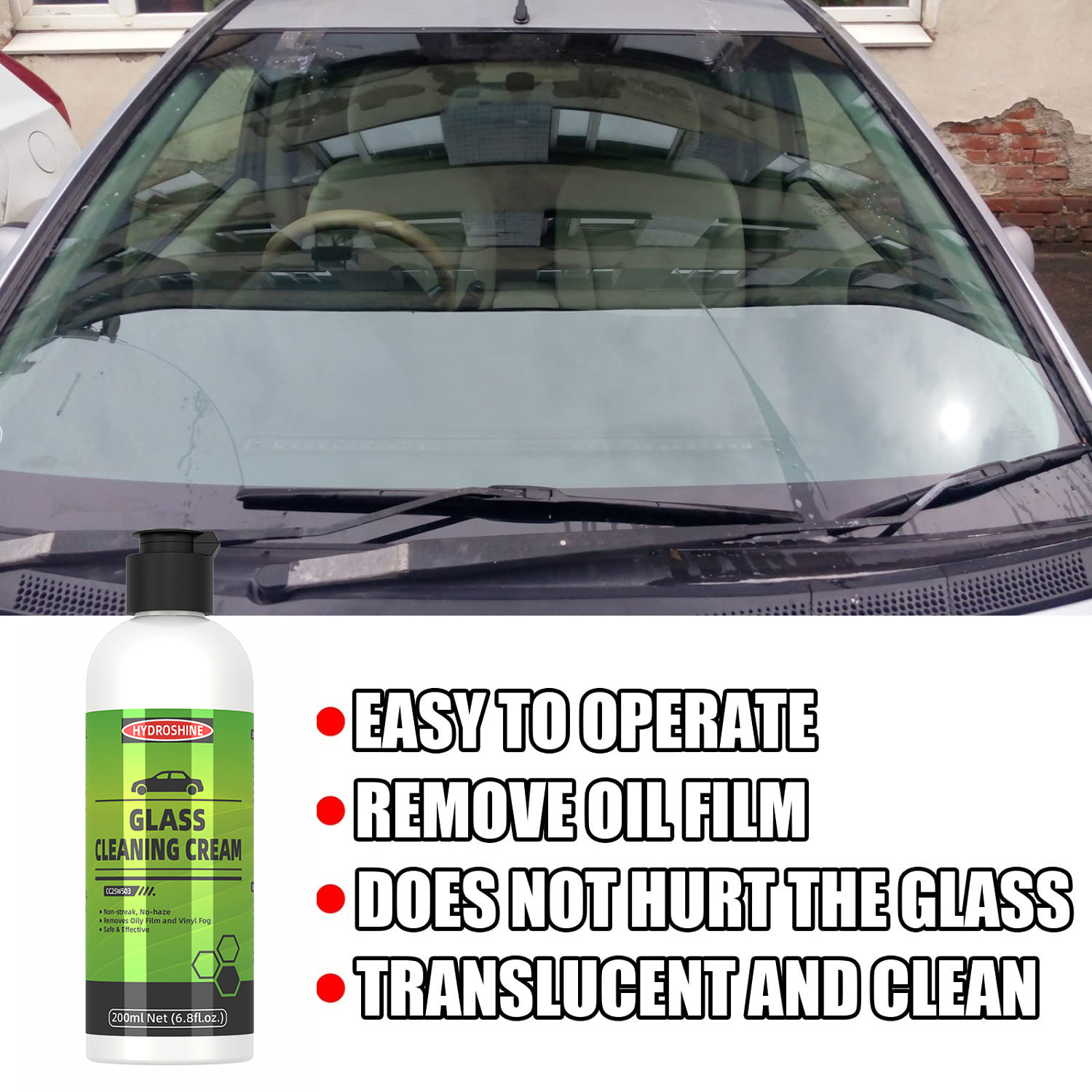 Hydroshine Car Glass Oil Film  - đánh giá và giá Glass Cleaner Streak